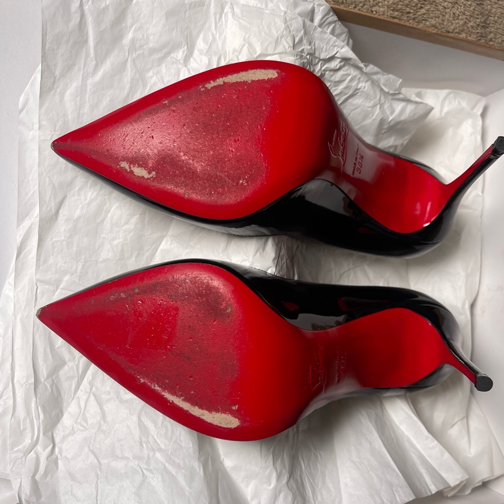 Christian Louboutin ‘Hot Chick’ 100mm Black Patent Leather Pumps US 9.5 EU 38.5 - Picture 7 of 12